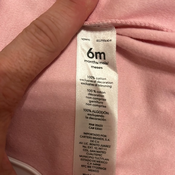 2 Carters pink and white heart long sleeve footie 2 way zip 100% cotton 6 m - Picture 8 of 8